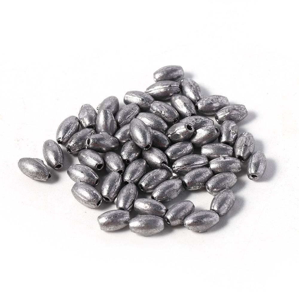50PCS/set Pure Lead Olive Shape Sinker Outdoors Drain Fishing Making Supplies
