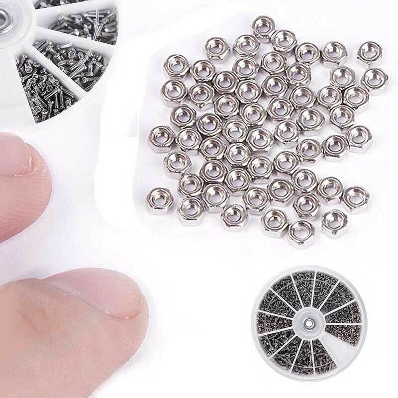 600PCS 12 Kinds of Small Screw Nuts Electronics Assortment Kit M1 M1.2 M1.4 M1.6