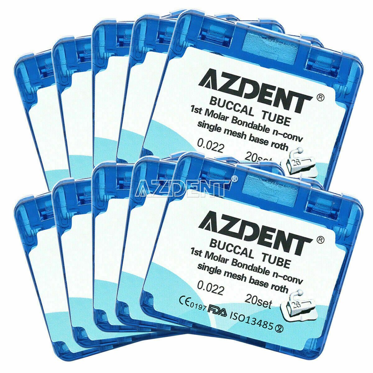 10Pack Orthodontic Bondable Buccal Tube Non-Convertible Roth 0.022 For 1st Molar