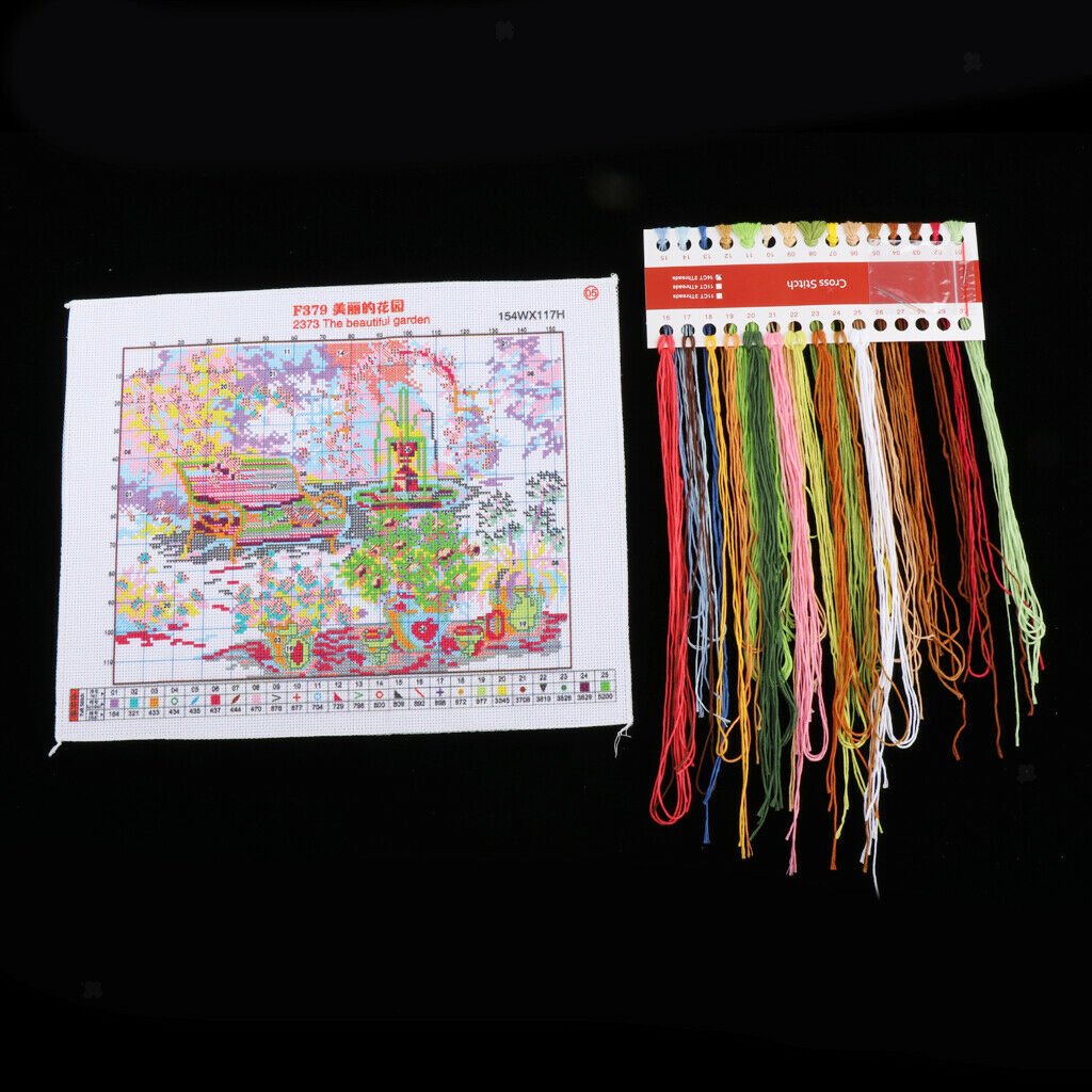Garden 11CT Cross Stitch Stamped Kits Quilt Pre-Printed Cross-Stitching Patterns