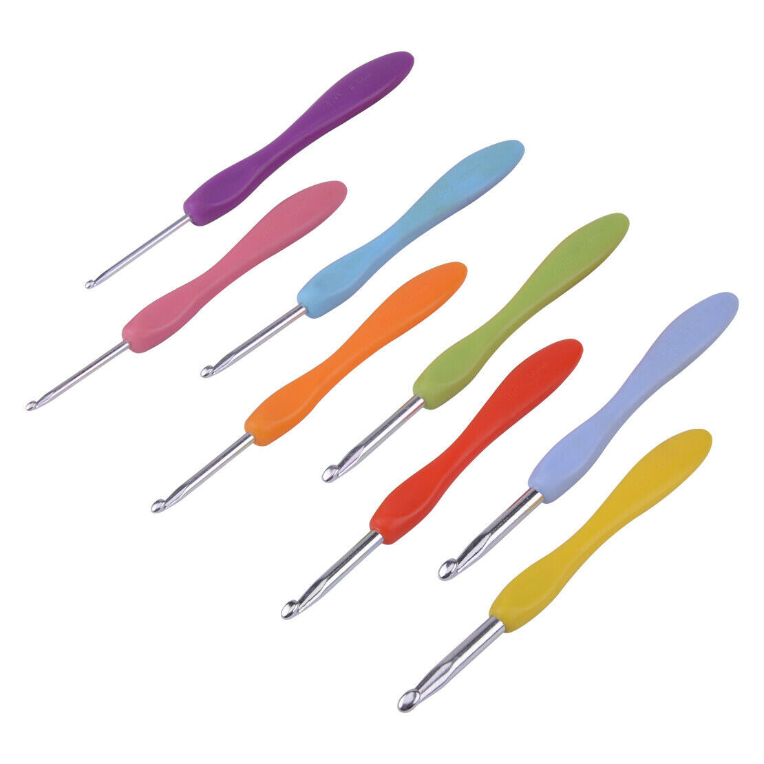 8pcs Multi-Color Soft Grip Handle Crochet Hook Knitting Needles Kit New