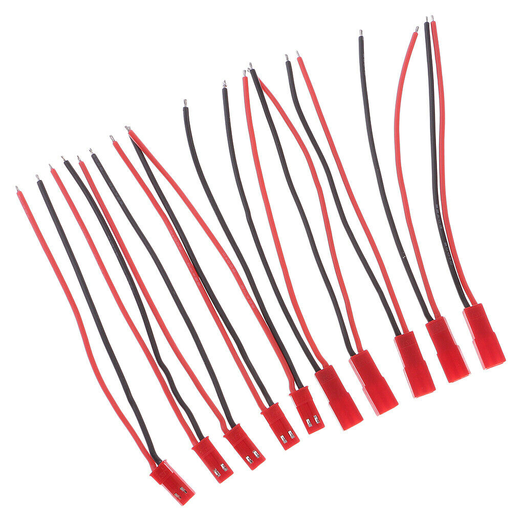 5 Pairs 100mm Jst 2 Pin Plugs with 22awg Wire Male & Female for Rc Li Po