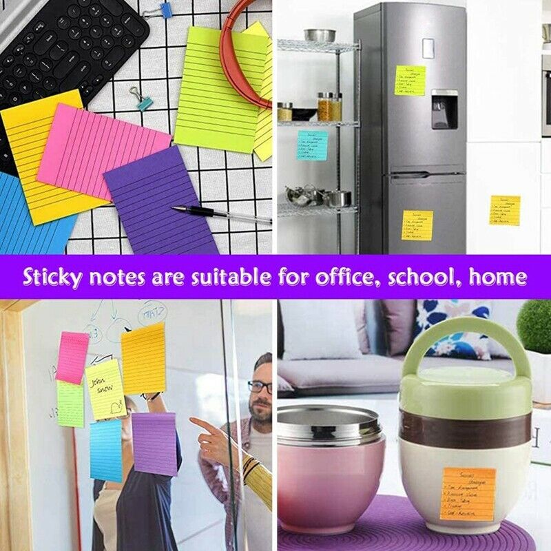 Sticky es,6 Pack 300 Sheets Lined Sticky es Set, Sticky es Pad Page Markers X5V3