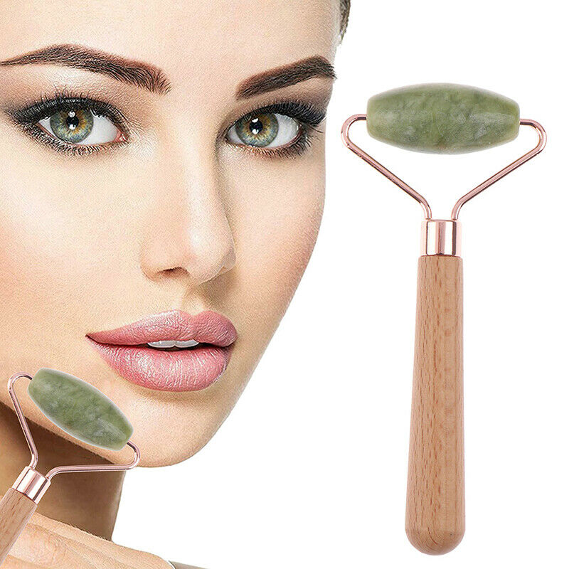 1x Facial Massage Roller Double Heads Jade Stone Face Body Skin Relaxati.l8