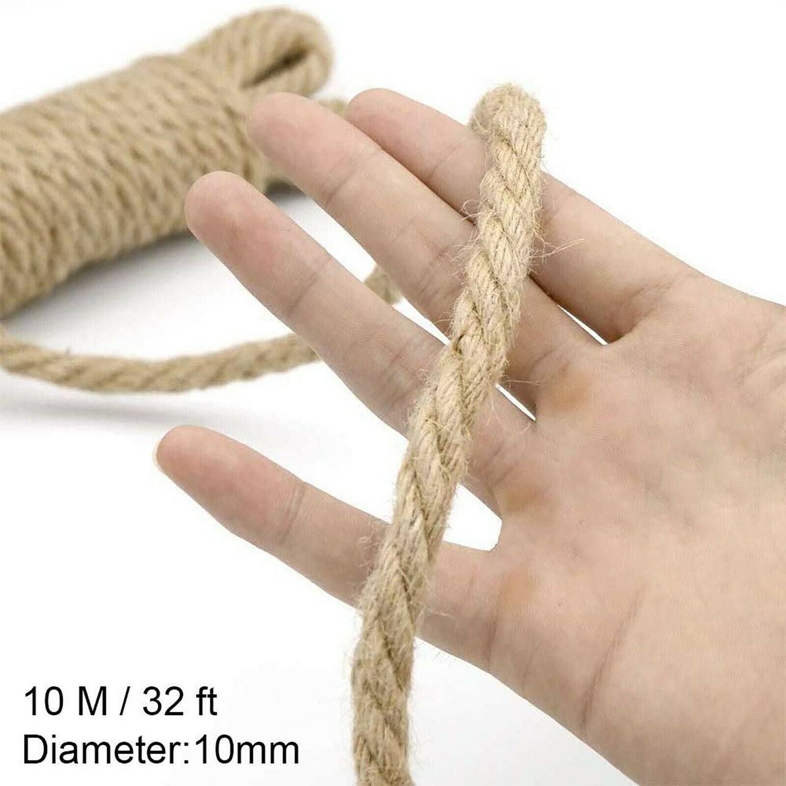 10mm Natural Hemp Rope Tug Of War Rope Household DIY Decorative Rope 10m Durable