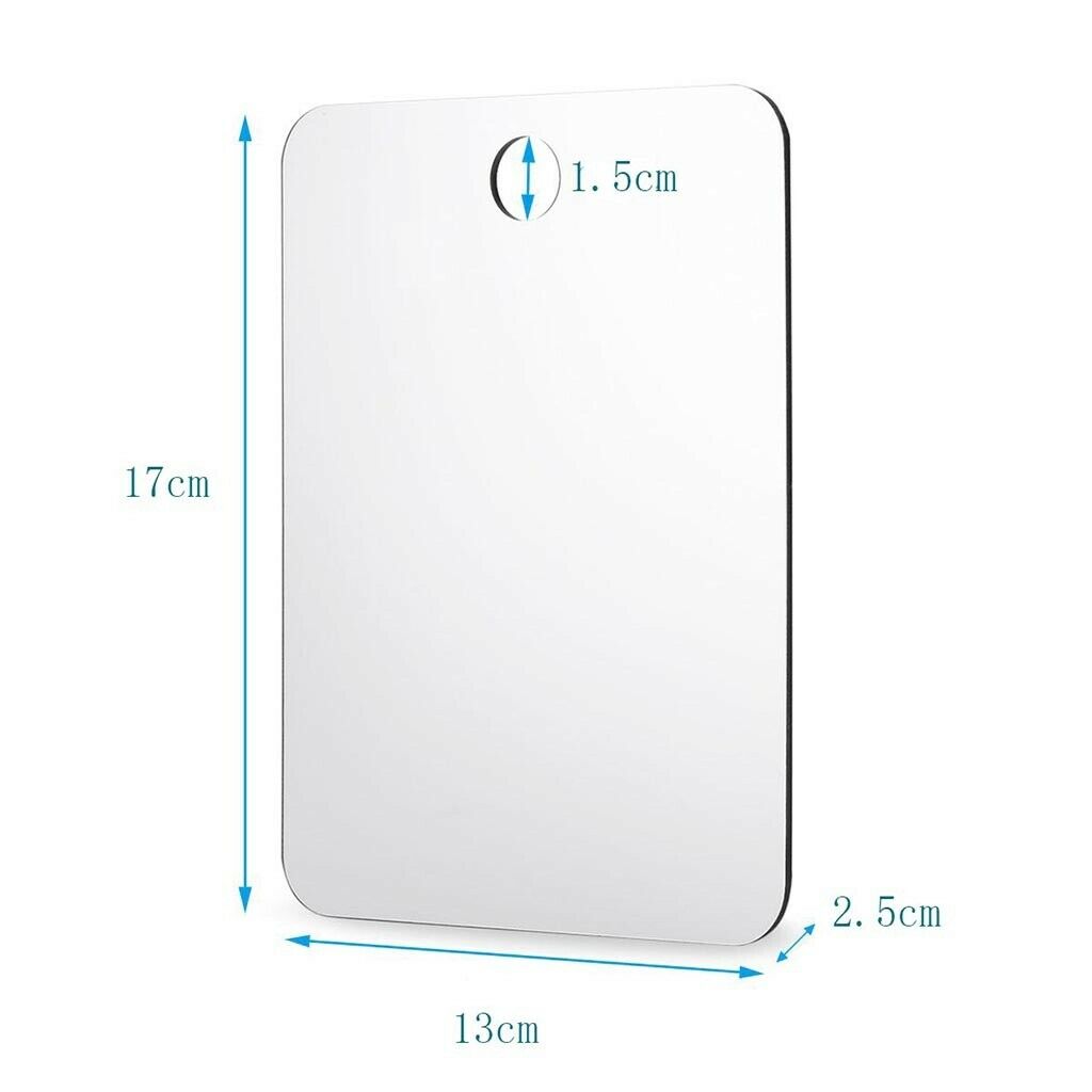 Portable Durable Acrylic Anti Fog Shower Mirror Bathroom Mirror 17x13cm