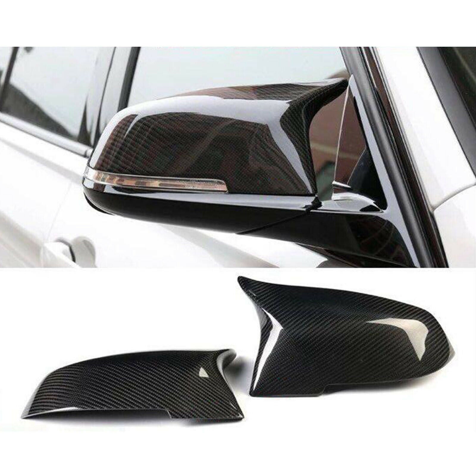2 Pcs Carbon Fiber Style Rear Mirror Cover Caps for BMW E84 F20 F21 F22 F30