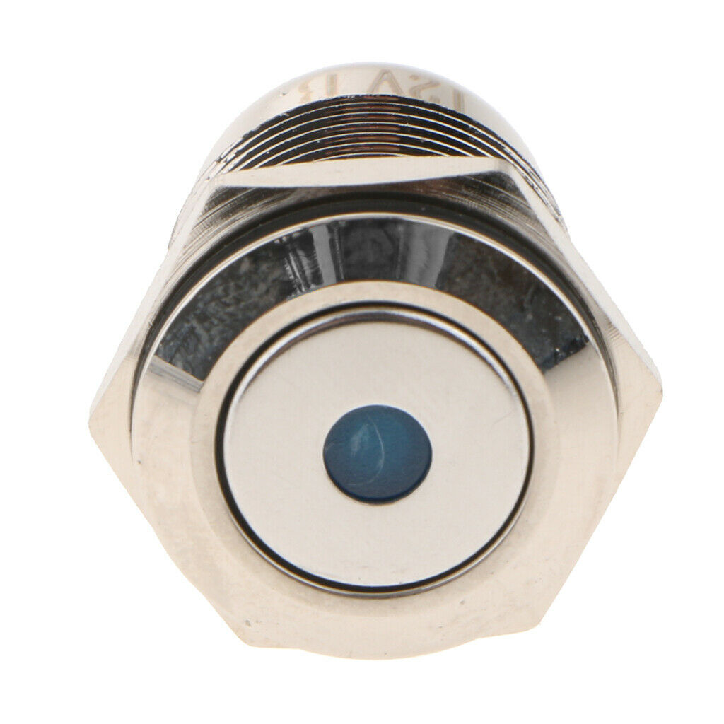 16mm 12V IP67 Waterproof LED Metal Indicator Blue Light Lamp  Type A
