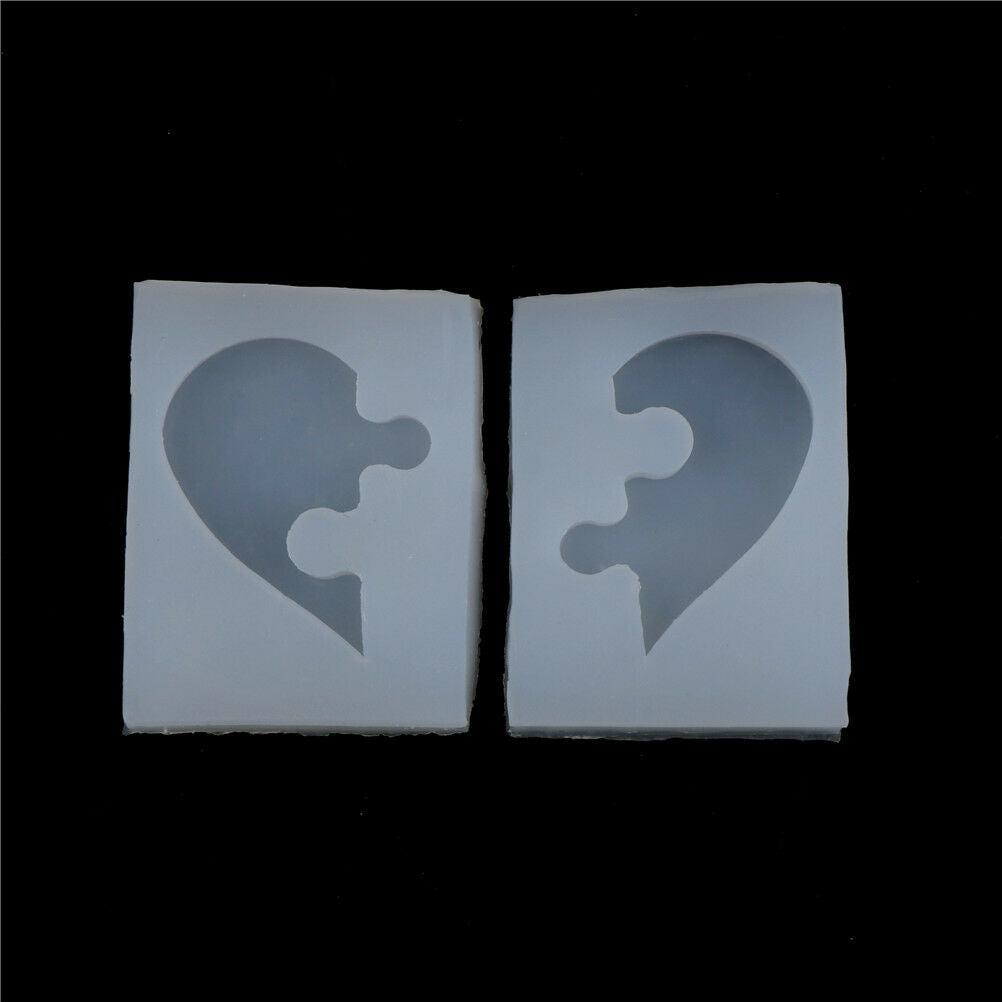2X Puzzle Heart Shape Silicone Mold Casting Love Mould For DIY Jewelry Pe.l8