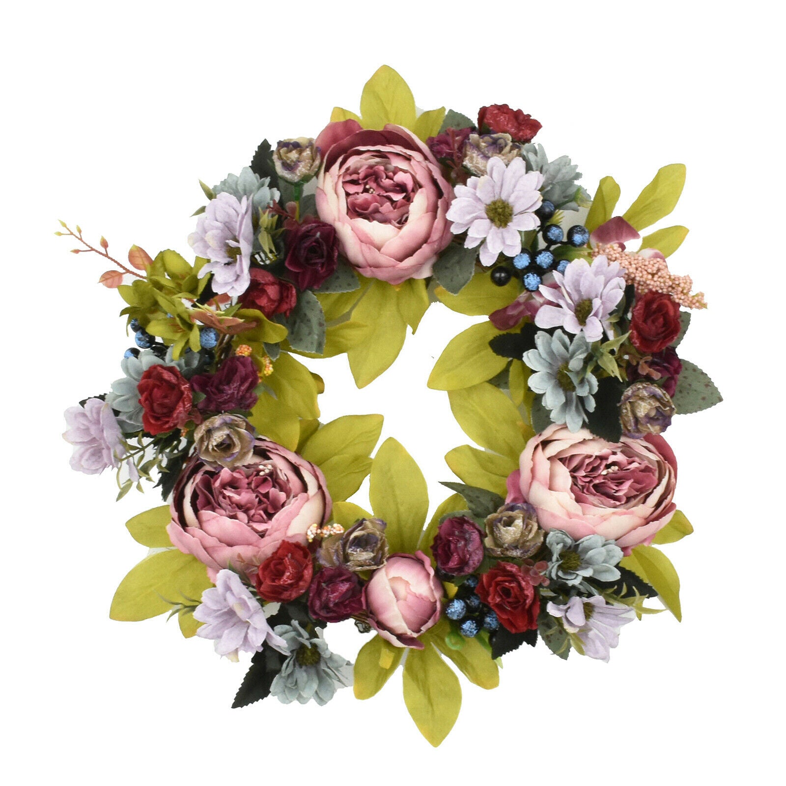 Artificial Flower Wreath 16inch Wreath for Festival Front Door Farmhouse