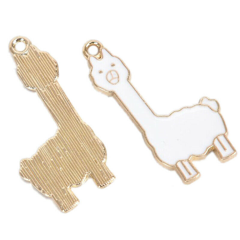 10Pcs/Set Enamel Alloy Alpaca Sheep Charms Pendant Jewelry DIY Making Cra.l8
