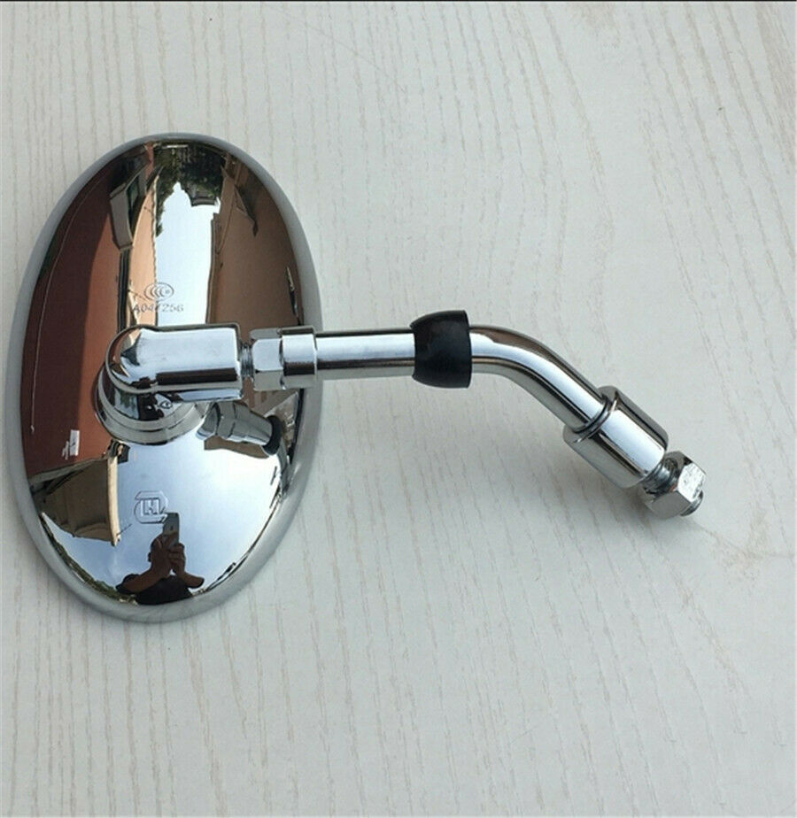 2PCS Retro oval modified coffee short handle plating rearview mirror large field