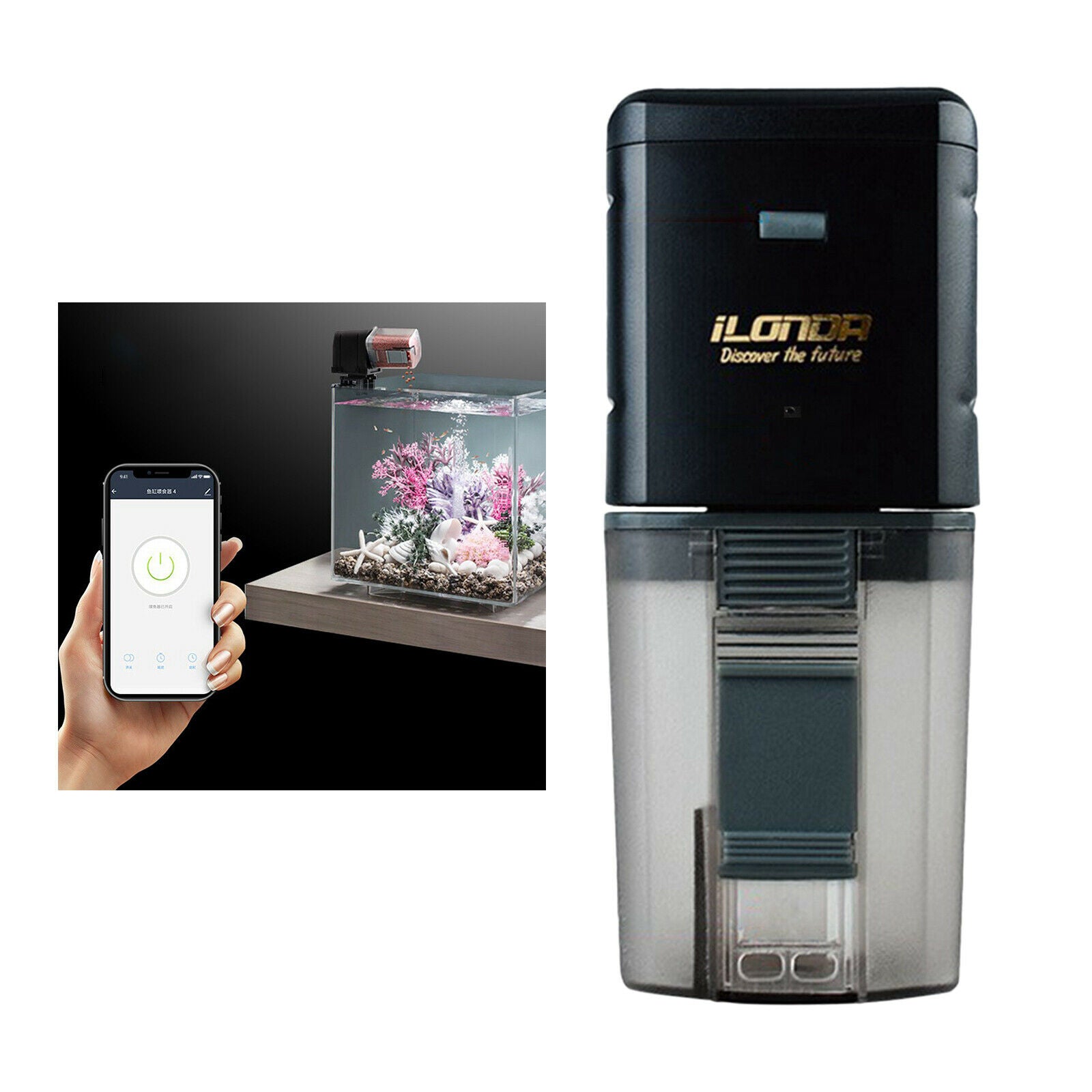 Automatic Fish Feeder, Electric Auto Food Dispenser for Aquarium Pond Flakes,