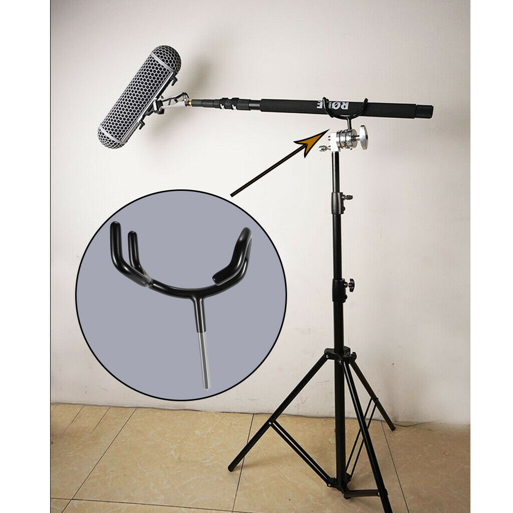 Black Microphone Yoke Boom Pole Holder Mic Stand For C-Stand Mic Stand New