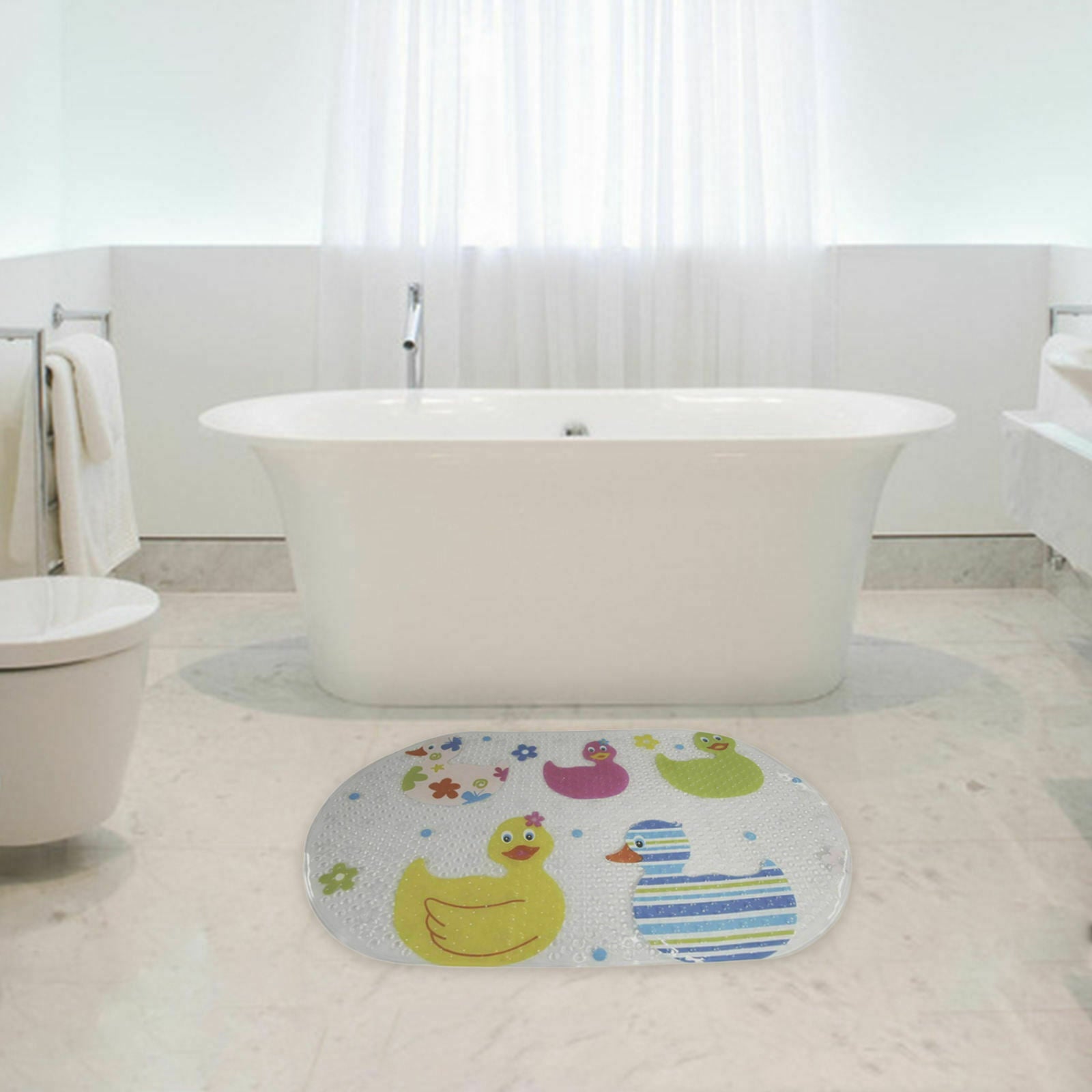 1PC Oval Bath Mat 69x38cm Non-Slip Suction Soft Massage Bathroom Floor Mat
