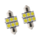 Pair Car 12V S31 5050 31mm Festoon 6LED Interior Light Lamp 6000~7000k White