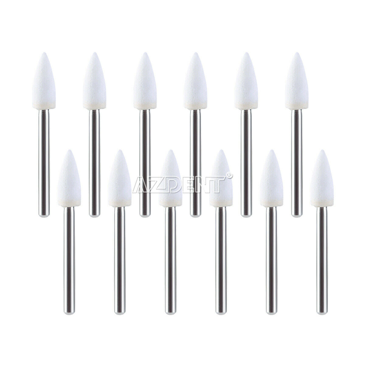 10Box Dental Flame White Stone Polishing FG Burs Abrasion Aluminum Oxide 12ps/pk