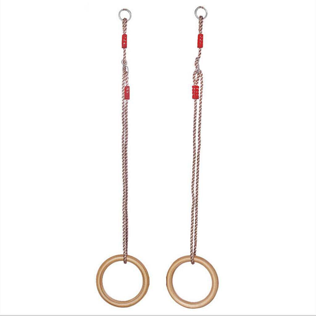 2pcs Wooden Gymnastics Ring Fitness Ring with Straps