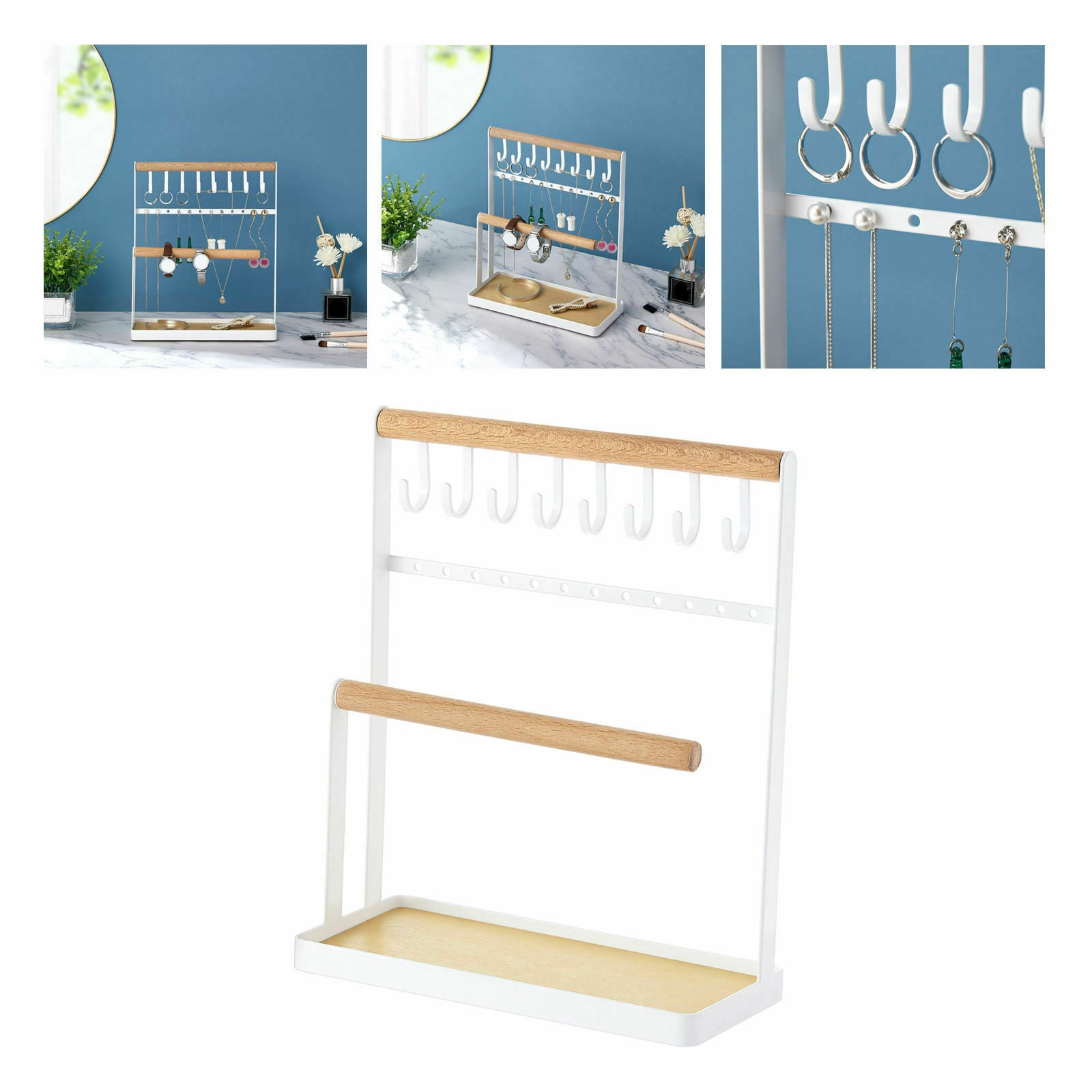 Jewelry Display Rack Props Iron Hooks Tray Holder for Earring Hairclip Store