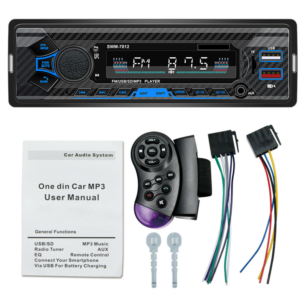 Car Radio Stereo Player 4 way RCA AUX Bluetooth 5.0 Music Audio Auto MP3 Player