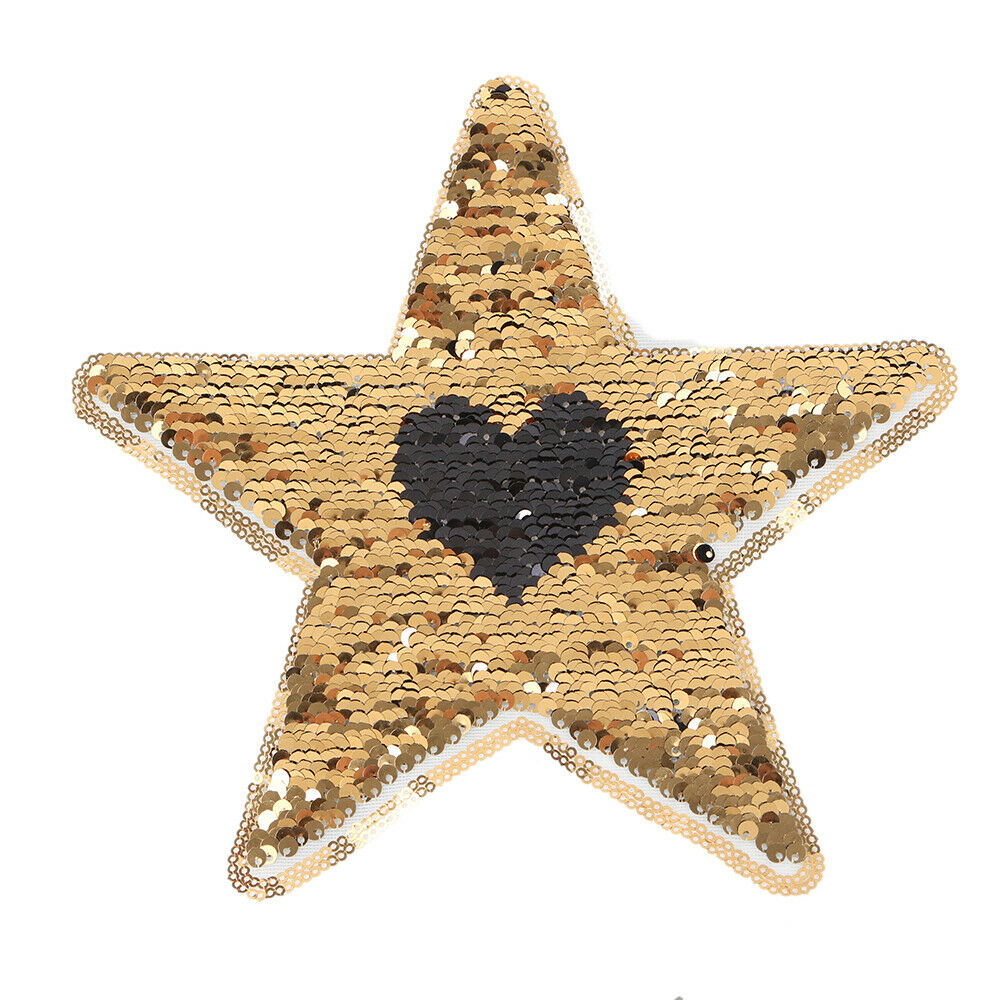 1x Star Shape Reversible Sequins Sew On Patch for Clothes Bag Applique DIY Craft