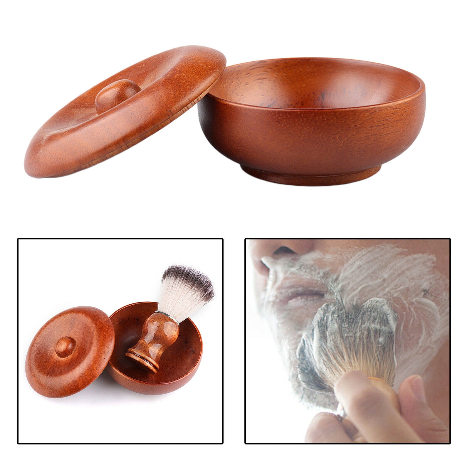 Wooden Shaving Soap Bowl Lathering Shave Soap Beard Care Face Cleaning
