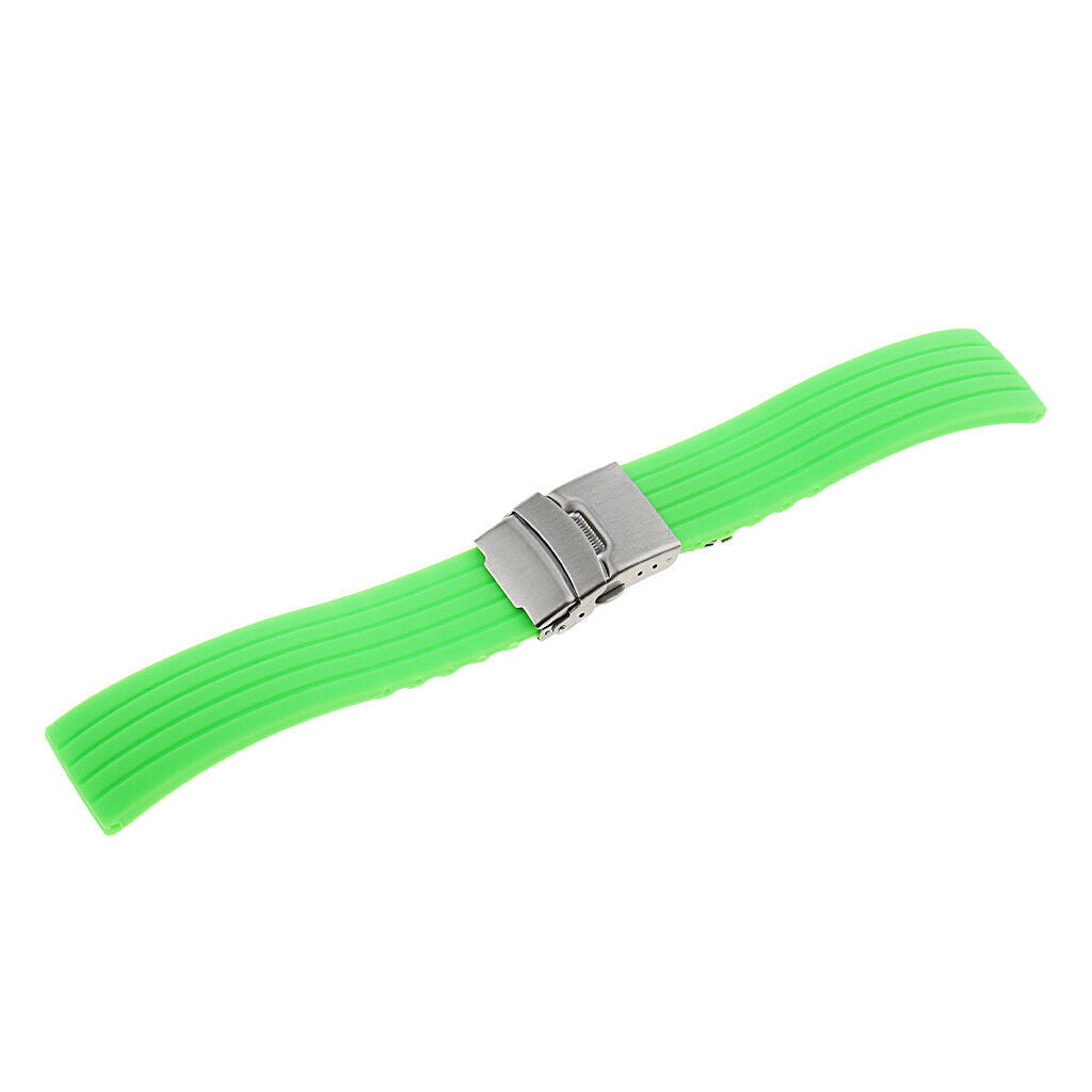 19.5cm Fashion Casual Green Waterproof Silicone Rubber Watch Strap Band