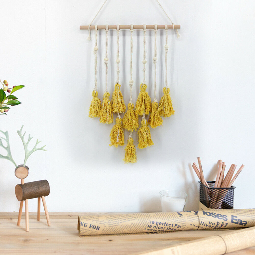 Yellow Macrame Wall Hanging Tapestry Woven Bohemian Art Backdrop Wedding Party