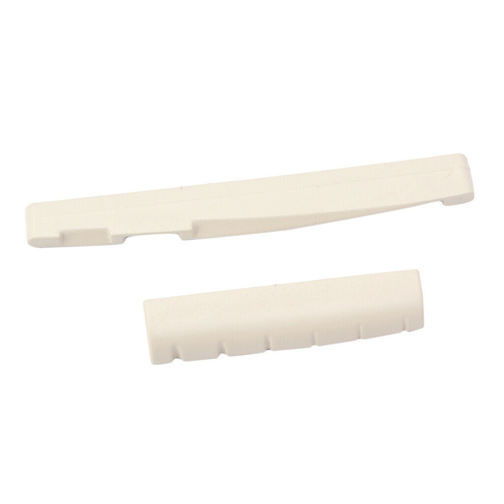 Set Nut And Saddle Bracket OS 6 Strings For Ukulele Acoustic Guitar - White