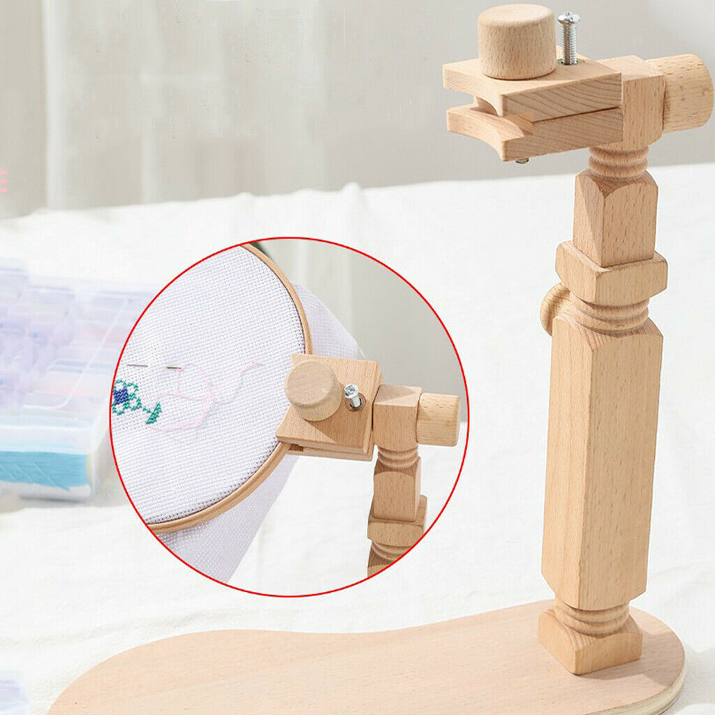 Adjustable Cross Stitch Rack Embroidery Lap Stand Hoop 360 Ratate Wooden