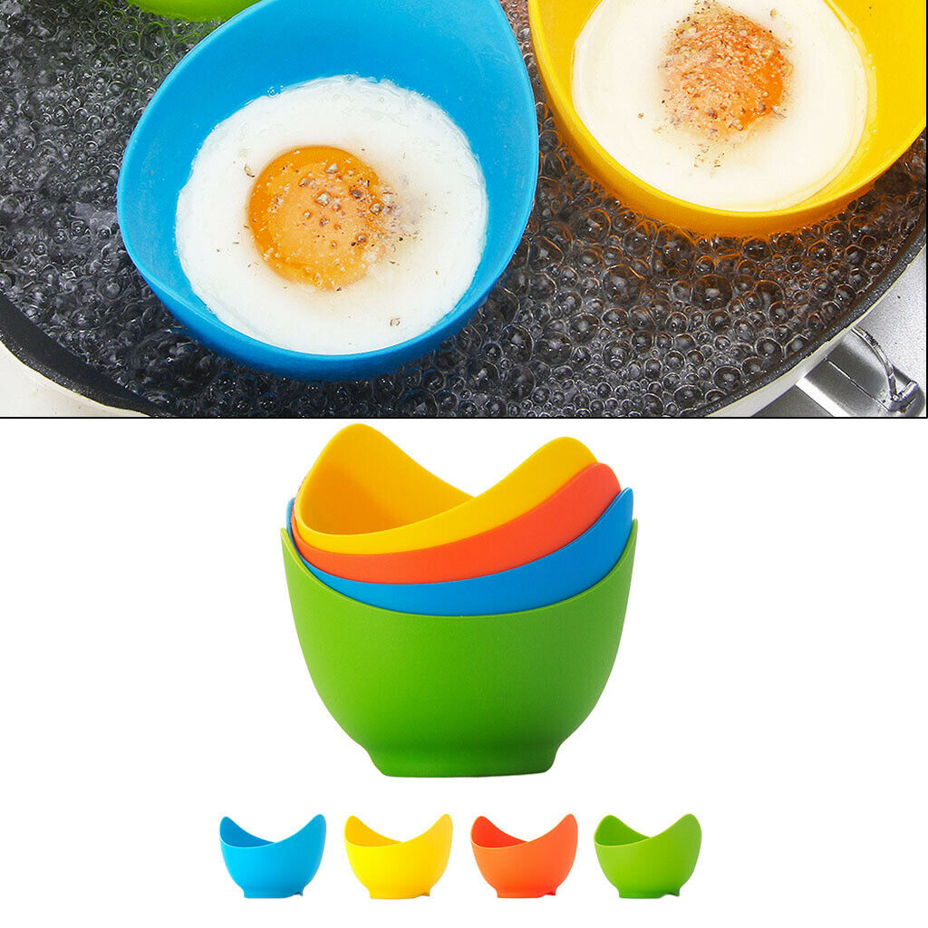 4pcs Poached Egg Cooker Egg Poacher Cup Poaching Pods Mold Kitchen Accessory