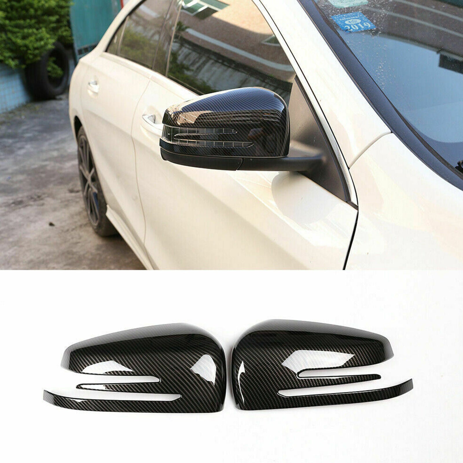 Carbon Fiber Black For Benz A B C E S CLA GLA CLS GLK Rearview Mirror Cover Cap