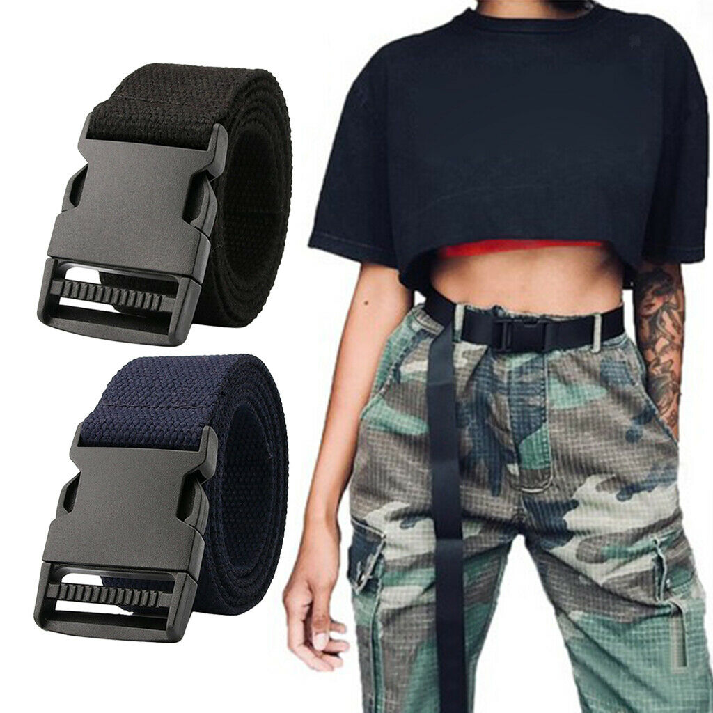 2 Pieces Unisex Canvas Webbing Belt Work Travel Long Web Belt Waistband