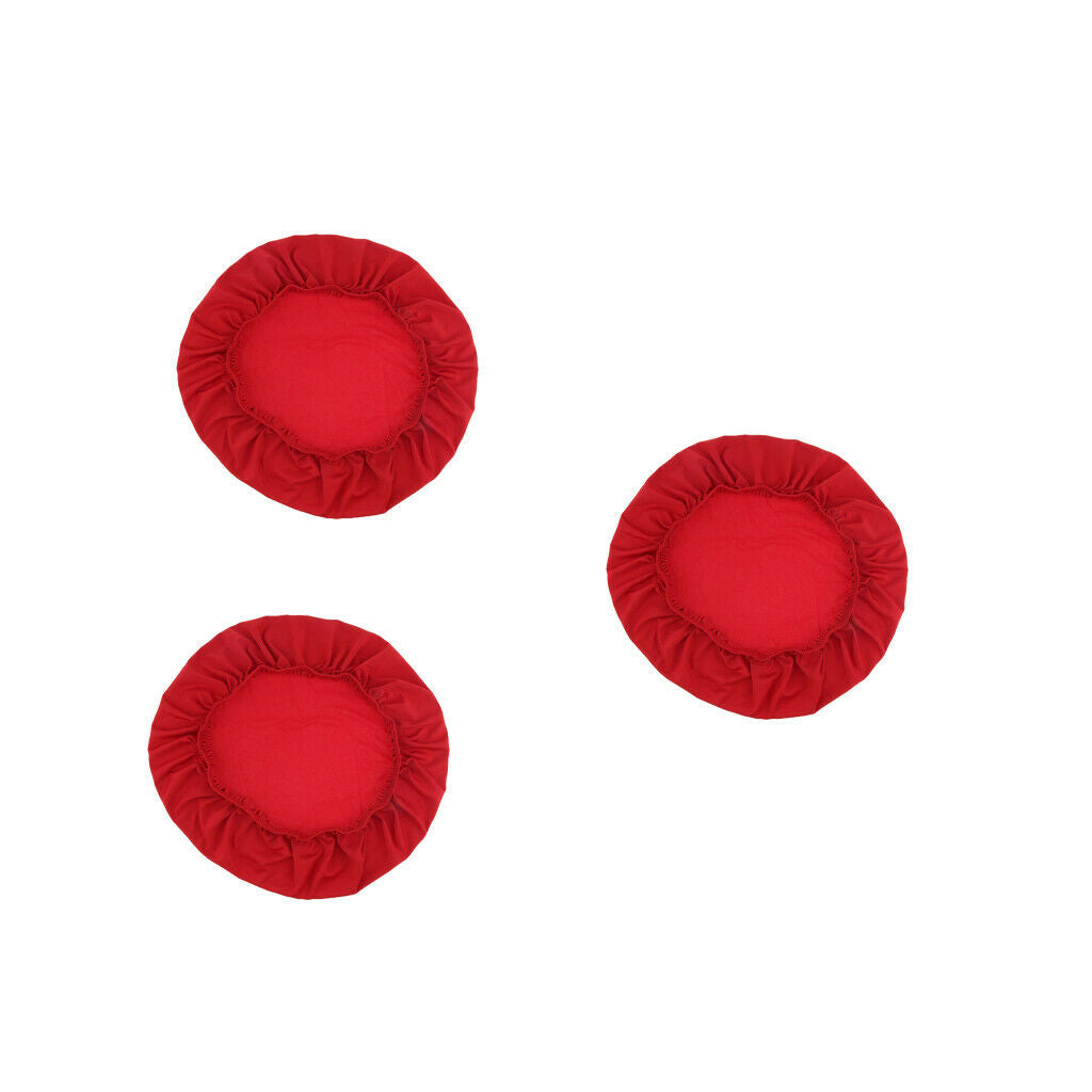 3Pcs Red Dustproof Round Square Chair Seat Covers Kitchen Chair Seat Cushion