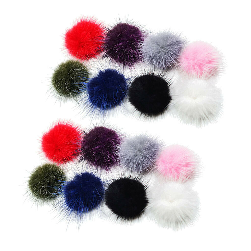 16Pcs Fluffy Pompom Ball For Women Hair Band Clips Earring Jewelry Gifts DIY