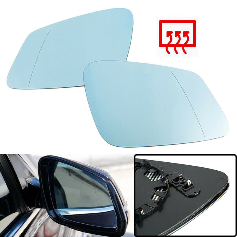 Pair For BMW F10 F11 10-14 528i 535i Blue Heated Side Wing Mirror Glass LH RH