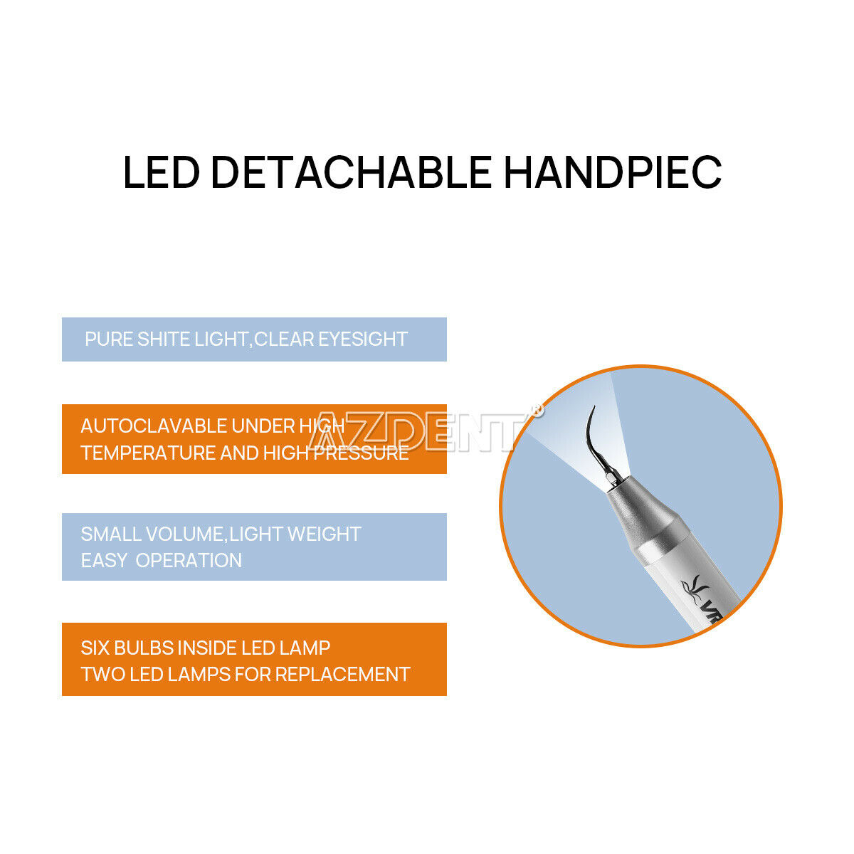 VRN-A8 Dental Wireless Control Ultrasonic Scaler with LED Detachable Handpiece