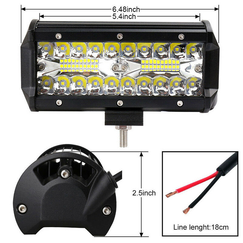 7inch 120W 40LED Work Light Bar Flood Spot Beam Offroad SUV Driving Fog Light BD