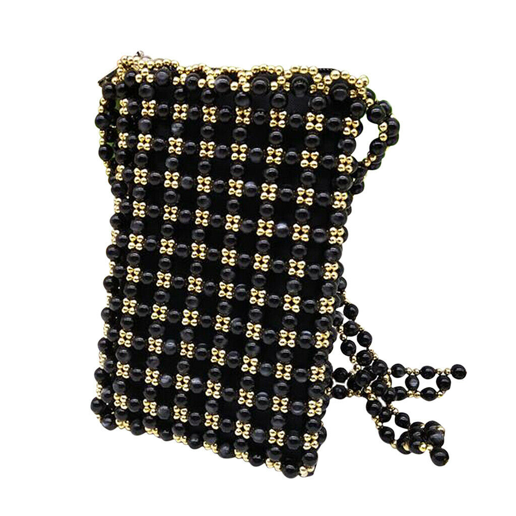 Crossbody Bag DIY Making Kits Handmade Acrylic Beaded Weave Bag Black