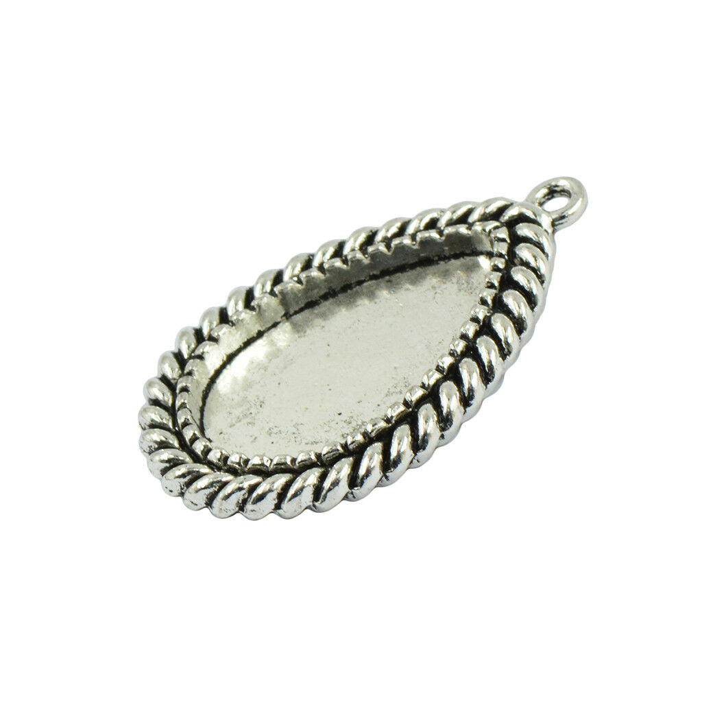 10Pcs Teardrop Tray Cabochon Setting Blank Bezel Pendant Base DIY Findings