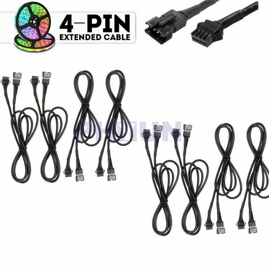 8 Pcs 4pin Male Plug Car Extension Cable for RGB LED Strips Pure Copper Wires