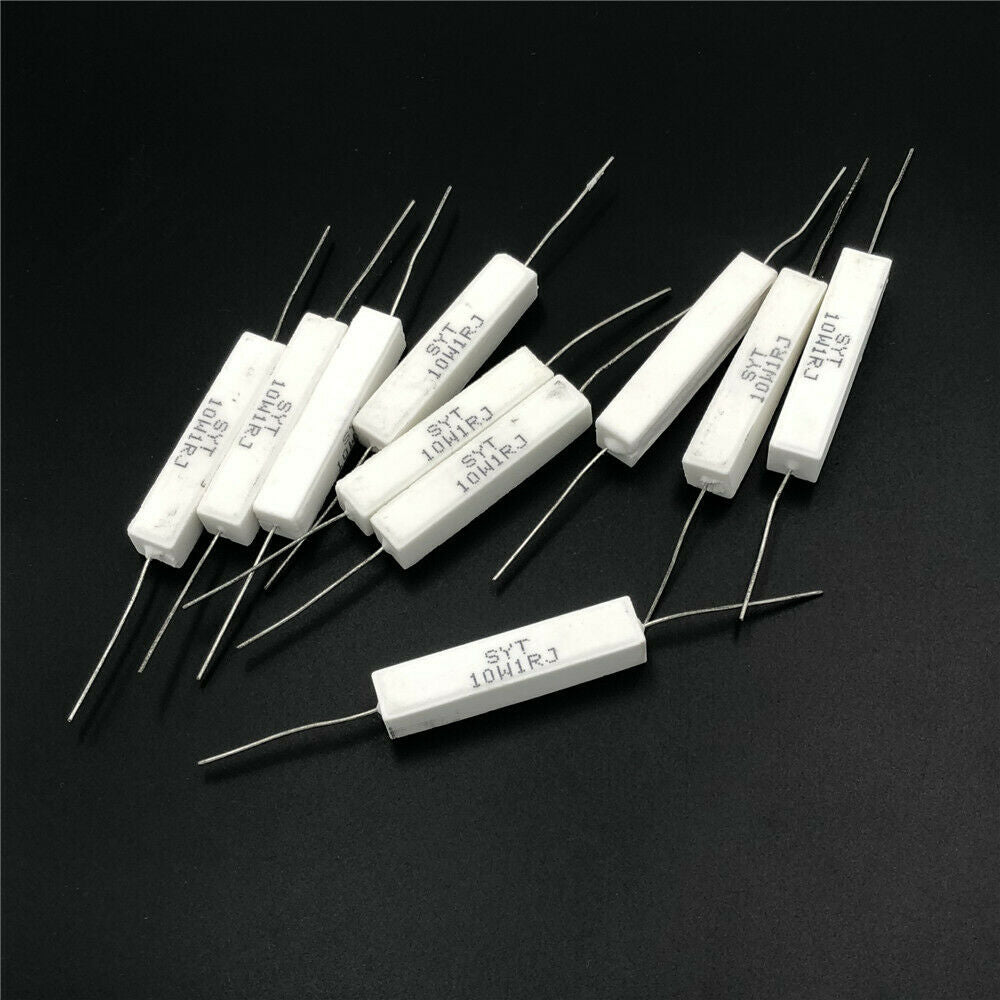 10pcs Axial Ceramic Cement Power Resistor 1.0 Ohm 1 R 5% 10 watt