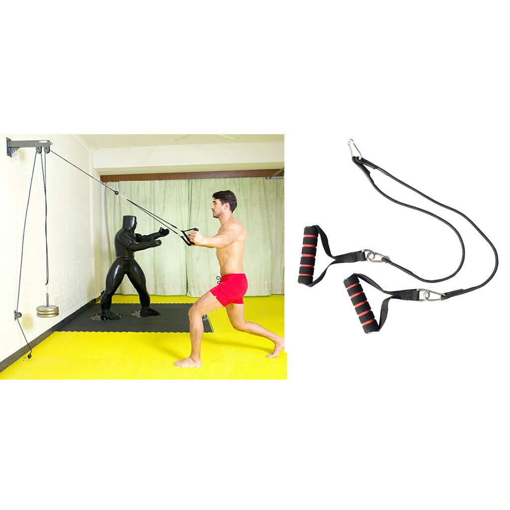 Fitness Gym Pulley Cable Machine System Pull Down Fitting Handle Foam Strap Rope