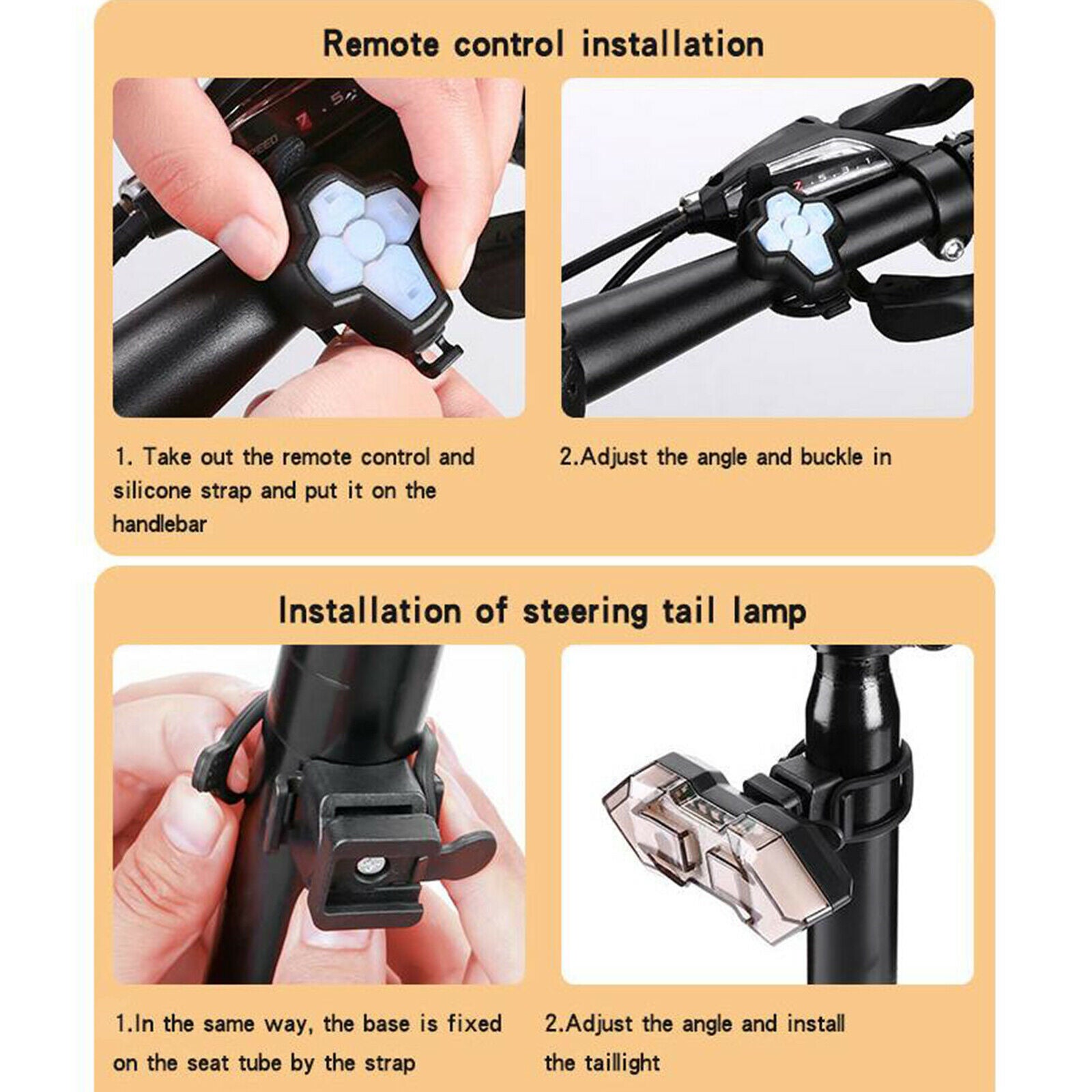Bike Tail Light Turn Signals Indicator Wireless Bike USB Safety Cycling