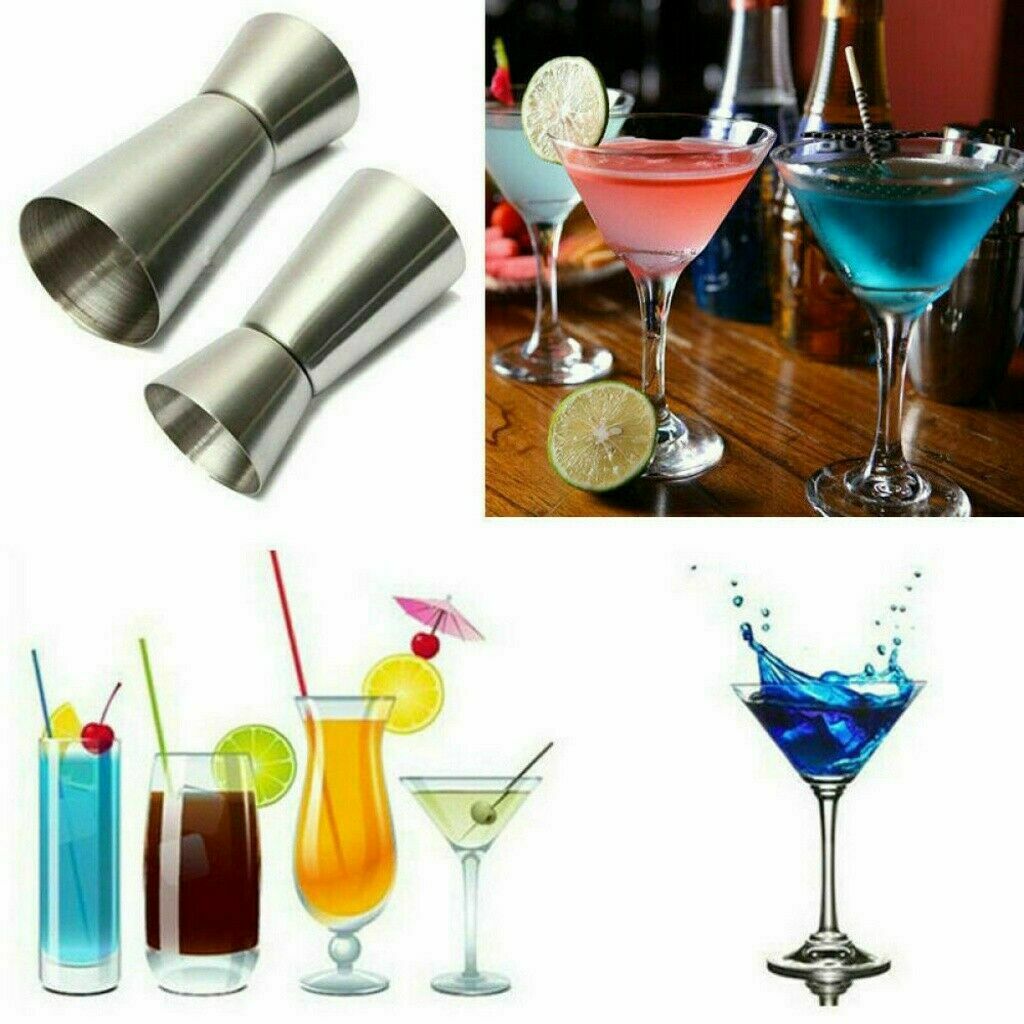 Double Jigger 25/50ml Maker Mixer Measure Cocktail Shot Spirit Stainless Steel