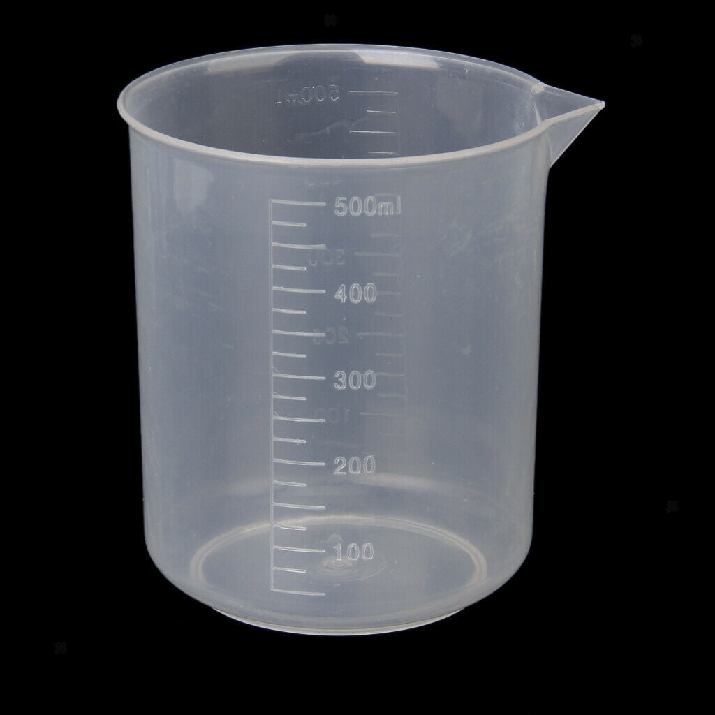 2x Kitchen Laboratory Lab Plastic 500ml Beaker Graduated Volumetric Measuring