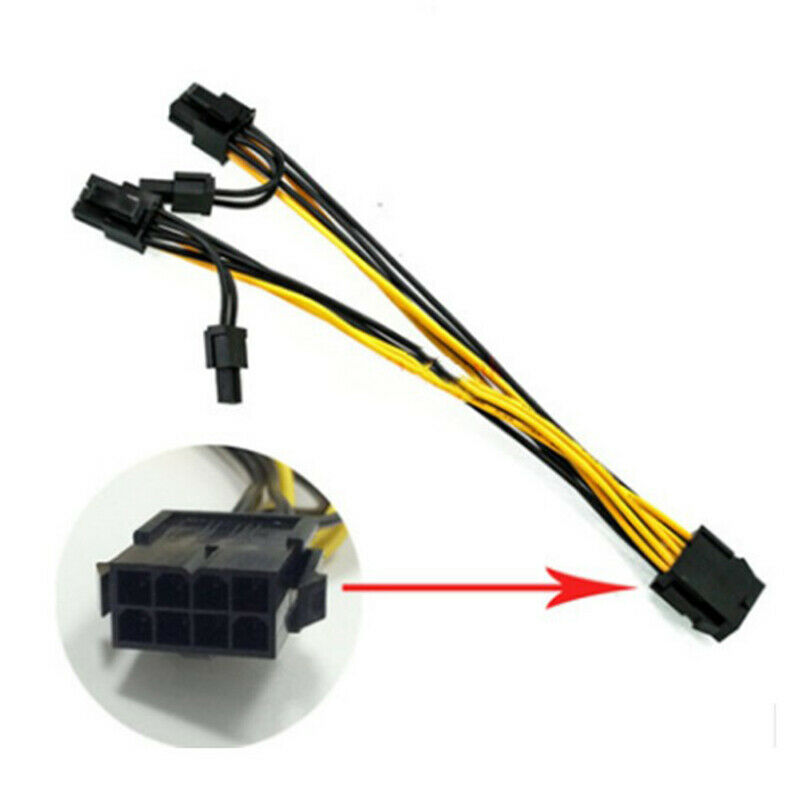 2PCS PCI-E 8 pin to dual 6 + 2 pin (6 pin / 8 pin) power CPU graphics card ca Rf