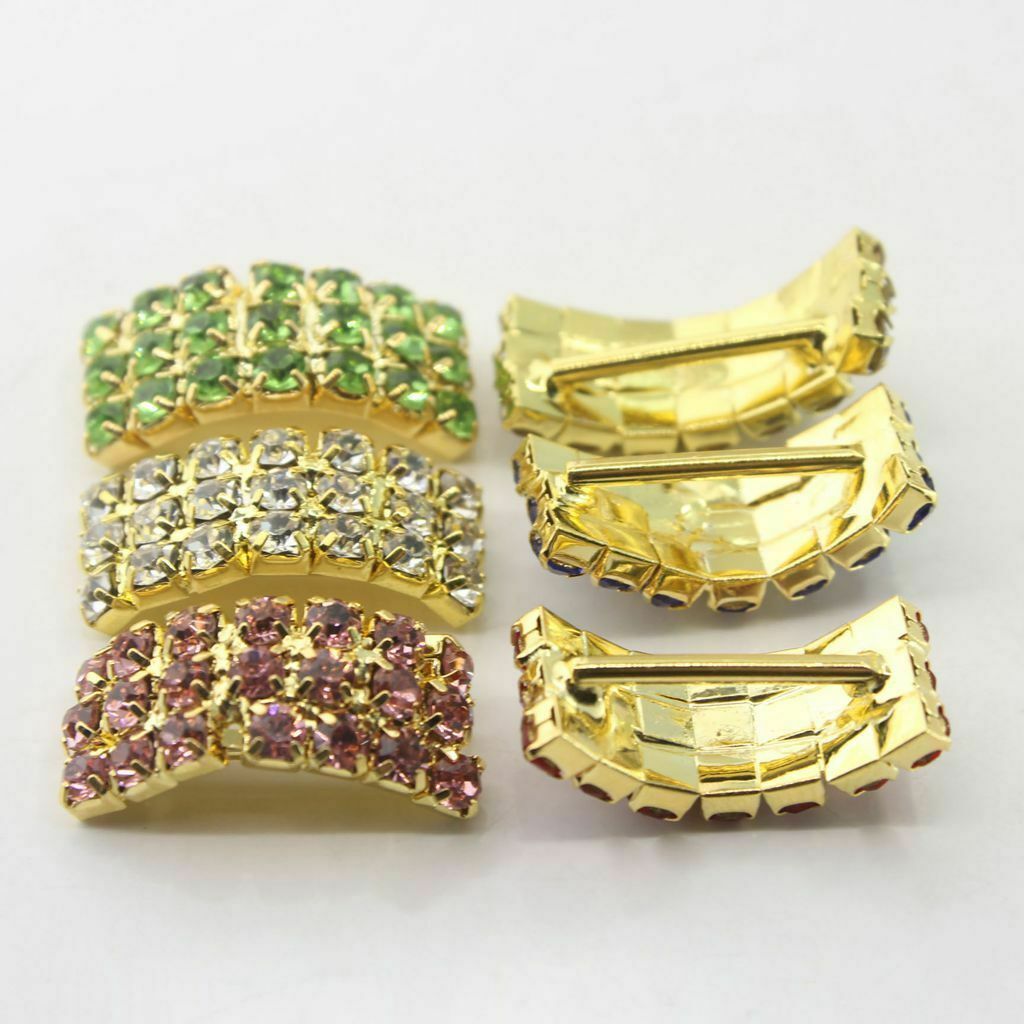 10 Piece Mixed Arched Rhinestone Buckles Diamond Buttons