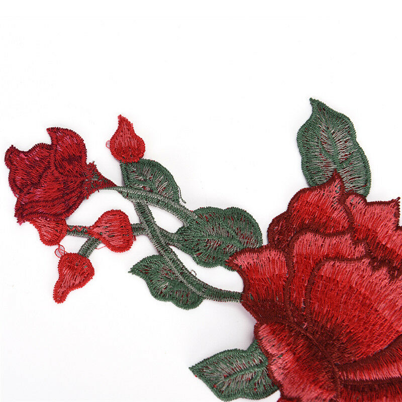 Rose Flowers Embroidery Sew On Patch Badges Clothes Dress DIY Accessories.l8