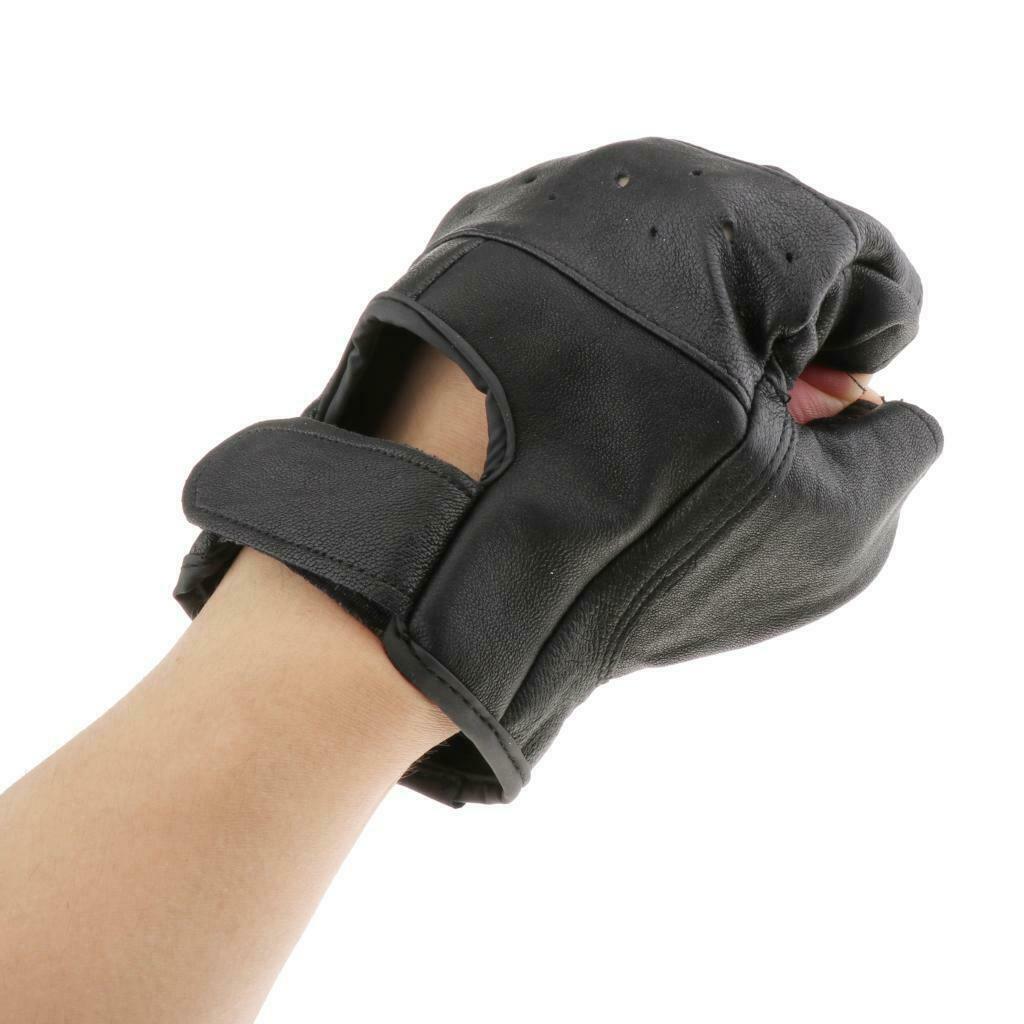 Cycle Premium Half-finger Motorcycle Gloves Made of Black Leather for Men